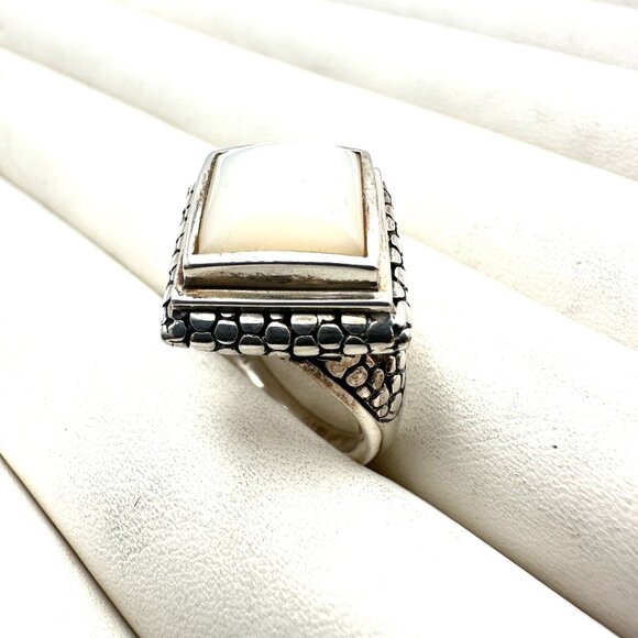 Michael Dawkins Ring Sterling Silver Pearl Caviar Design Size 8 - Picture 3 of 4